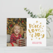 Carte de Noël Gold Peace Love & Joy (Debout devant)