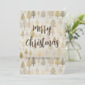 Carte de Noël Gold Silver Pine Trees (Debout devant)