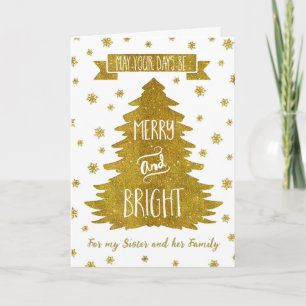 Carte de Noël Gold Sister & Family Joyeux