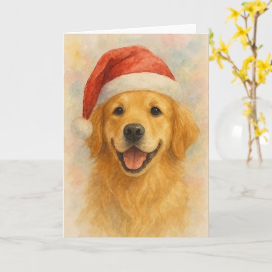 Carte de Noël Golden Retriever (Fleur jaune)