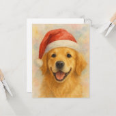 Carte de Noël Golden Retriever (Devant/Arrière en situation)