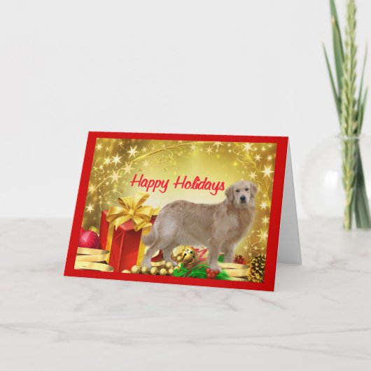 Carte de Noël Golden Retriever Cadeau (Devant)