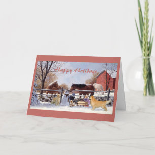 Carte de Noël Golden Retriever et Hors