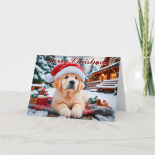Carte de Noël Golden Retriever Snow Puppet