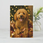 Carte de Noël Goldendoodle (Debout devant)