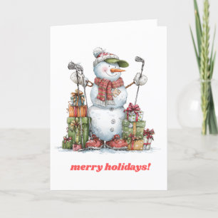 Carte de Noël Golfer souriante