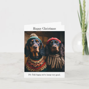 Carte de Noël Gordon Setter Dogs