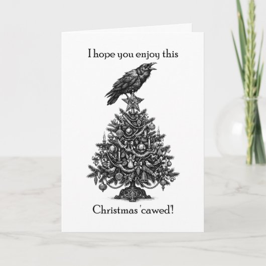 Carte de Noël gothique drôle avec corbeau (Devant)