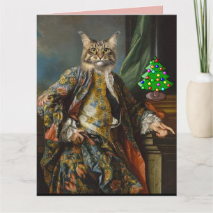 CARTE DE NOËL GRANDE HOMME RENAISSANCE CHAT