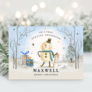 Carte de Noël Grandson, Carte de vacances bleue