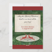 Carte de Noël Green Damask n Holly Photo (Dos)