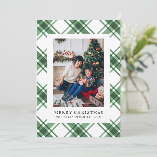 Carte de Noël Green Plaid (Debout devant)