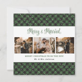 Carte de Noël Green Plaid Merry et Marié (Devant)