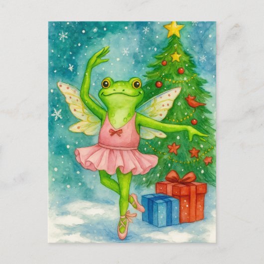 Carte de Noël Grenouille Ballerine (Devant)