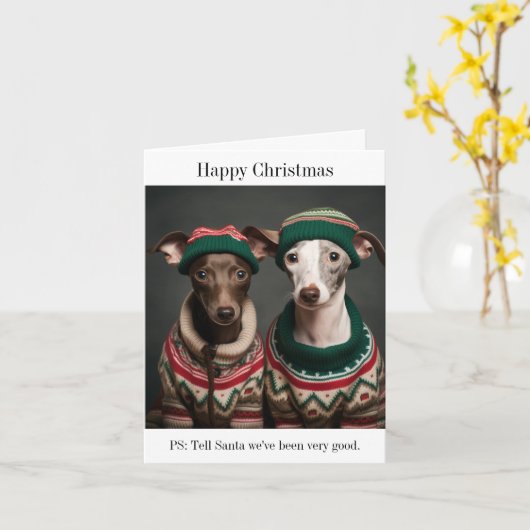 Carte de Noël Greyhound (Fleur jaune)