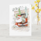 Carte de Noël grincheuse de Père Noël (Fleur jaune)