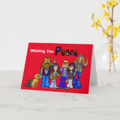 Carte de Noël Groovy Groupe Hippie (Fleur jaune)