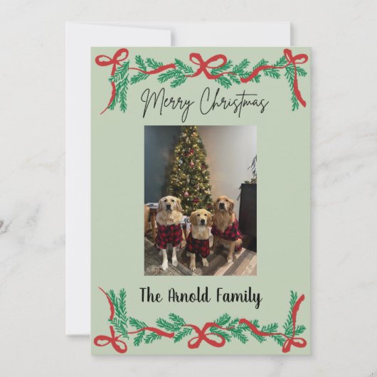 Carte de Noël Guirlande et Rubans (Devant)