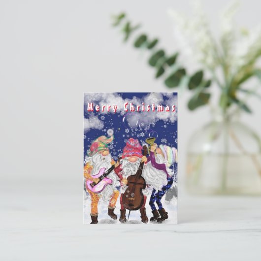Carte de Noël Happy Gnomes Music Band (Debout devant)
