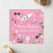 Carte de Noël Hawaï ou Carré tropical (Devant/Arrière en situation)