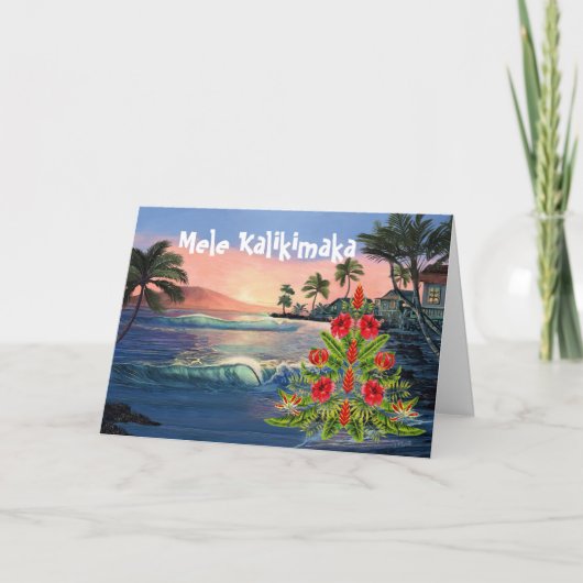 Carte de Noël Hawaïenne Mele Kalikimaka (Devant)