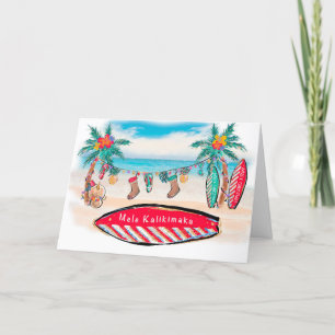 Carte de Noël Hawaii Surf Board