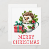 Carte de Noël Hérisson (Devant / Derrière)