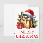 Carte de Noël hérisson mignon (Devant / Derrière)