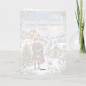 Carte de Noël highlander avec joueur de cornemuse (Dos)