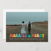 Carte de Noël hippie Marié et Joyeux Retro 60s (Devant / Derrière)