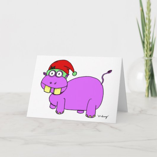 Carte de Noël Hippo de Noël (Devant)