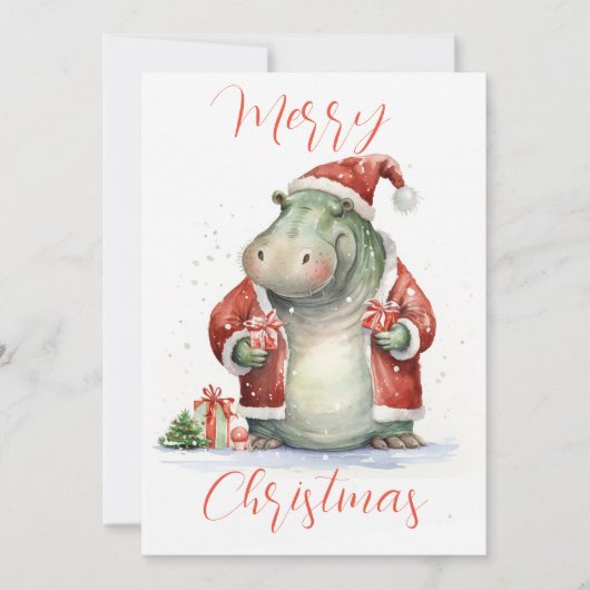 Carte de Noël Hippo Hooray (Devant)