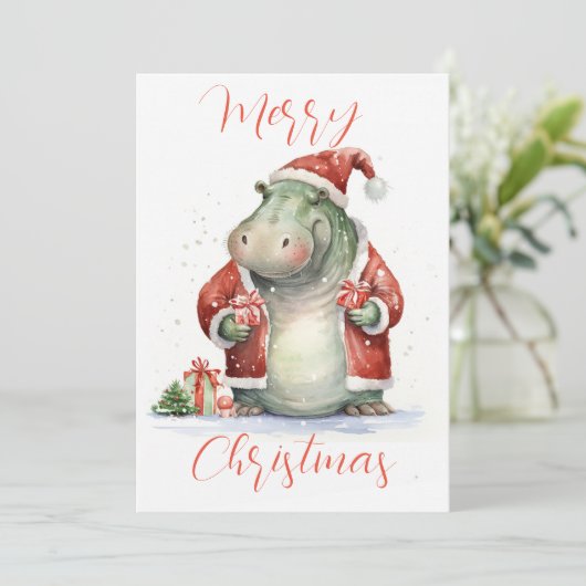 Carte de Noël Hippo Hooray (Debout devant)