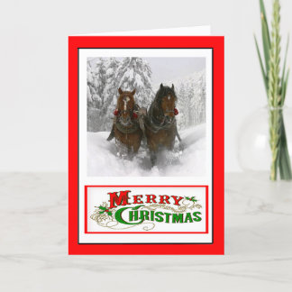 Carte de Noël hippomobile de Sleigh