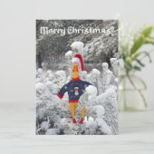 Carte de Noël hivernale adorable poulet ! (Debout devant)