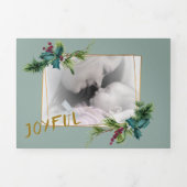Carte de Noël Holly Berry Frame 4 Photo Triple (Page de couverture)