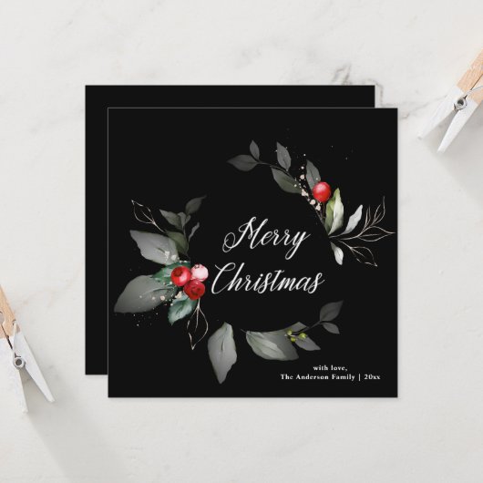 Carte de Noël Holly Black (Devant/Arrière en situation)