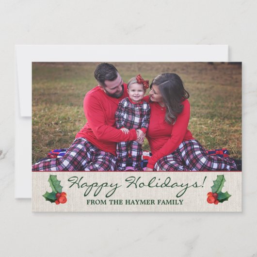 Carte de Noël Holly Feuilles & Berries (Devant)