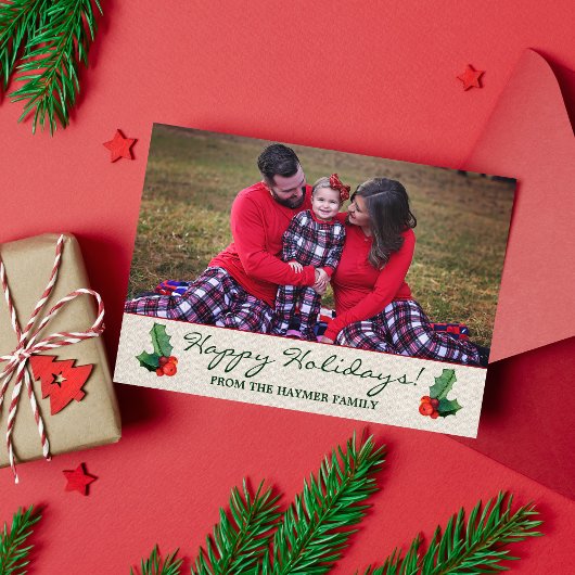 Carte de Noël Holly Feuilles & Berries