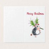 Carte de Noël Holly Hedgehog (Outside Unfolded)