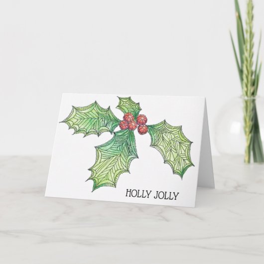 Carte de Noël Holly Jolly (Devant)