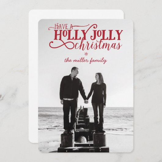 Carte de Noël Holly Jolly - 5" x 7" avec enveloppe (Devant / Derrière)