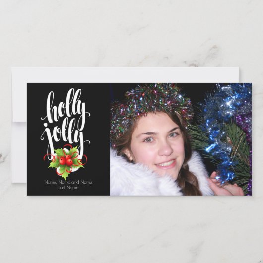 Carte de Noël Holly Jolly One Photo (Devant)