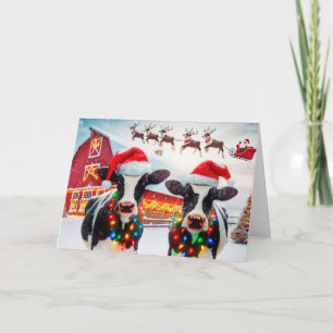 Carte de Noël Holstein Cows