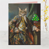 CARTE DE NOËL HOMME RENAISSANCE CHAT GRANDE (Fleur jaune)