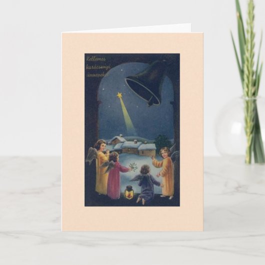 Carte de Noël hongroise vintage d'anges (Devant)