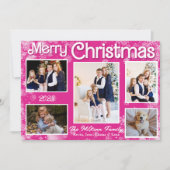 Carte de Noël Hot Rose & White Snowflics (Devant)