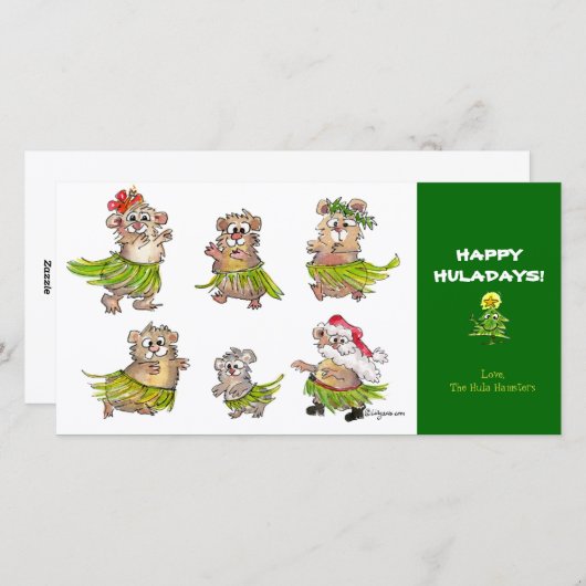 Carte de Noël Hula Hamsters (Devant / Derrière)