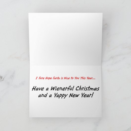 Carte de Noël humiliée de teckel (Intérieur)