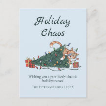 Carte de Noël humoristique de chat de fêtes